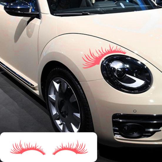 2Pcs Car Eyelashes Stickers Funny Car Headlight Sticker Waterproof Fake Eyelash Decals Tailgate Fridge Wall Window Vehicle Decoration Gifts for Men