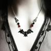 Bat Pendant Necklace Gothic Alloy Jewelry with Adjustable Chain and Faceted Bead Detail for Daily Wear Halloween Cosplay