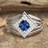 Exquisite Creative Blue Cubic Zirconia Rings Female Brilliant Novel Accessories for Lady Charms Attractive Party Jewelry
