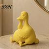 Cute Duck Desk Ornaments Daydreaming Figurine, Minimalist Holding An Egg Sculpture, Resin Delicate PLA Figures Animal Statue, Creative Desktop