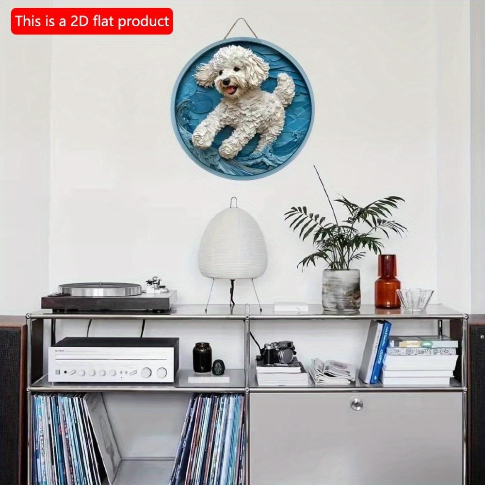 1 szt. 2d płaski okrągły drewniany znak- 20 cm sypialnia sztuczna rzeźba lodowa dekoracja okna wieniec znak dekoracja prezent Shih Tzu motyw dekoracja