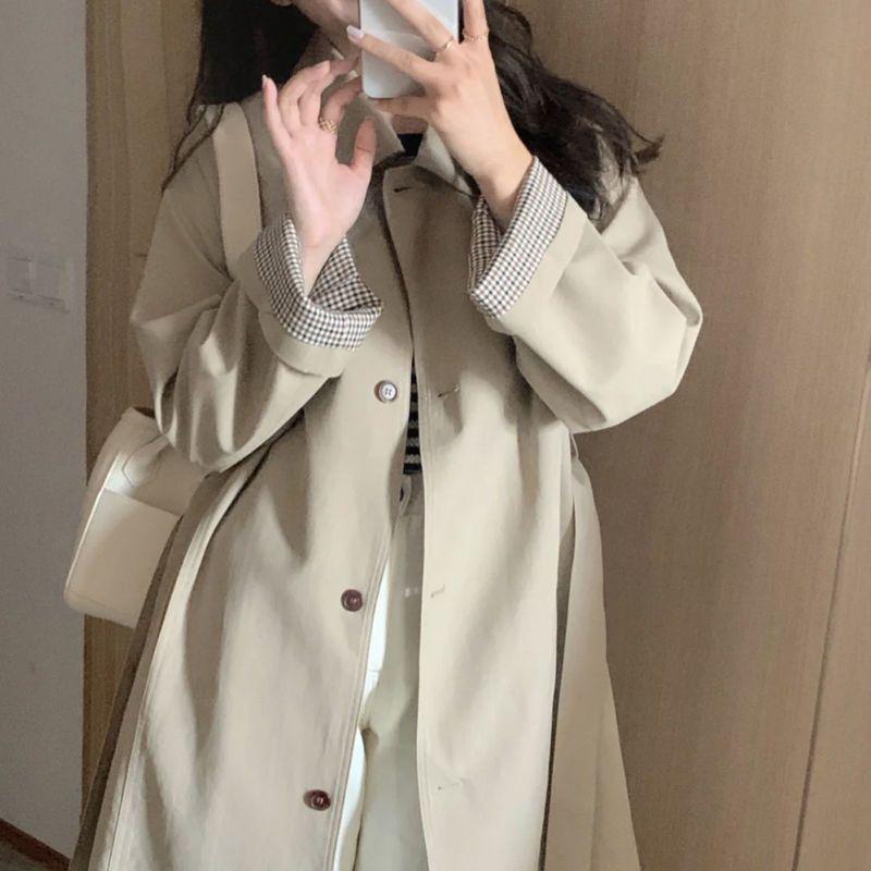 

Women s Mid-Length Khaki Trench Coat – Korean & British Style for Spring/Autumn 2025 S (80-95 catty)