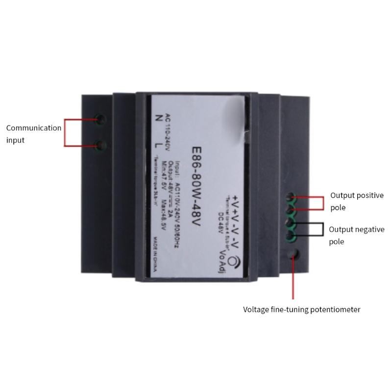 80W Industrial Converters 220V 48V Power Adapter With DIN Rail Installation And Overloads Protections