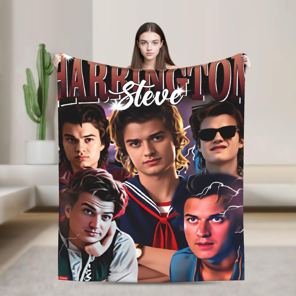Steve Harrington Blanket Soft Warm Pattern Plush Throw Blanket For Kids Home Decor Flannel Bedspread Bed Cover