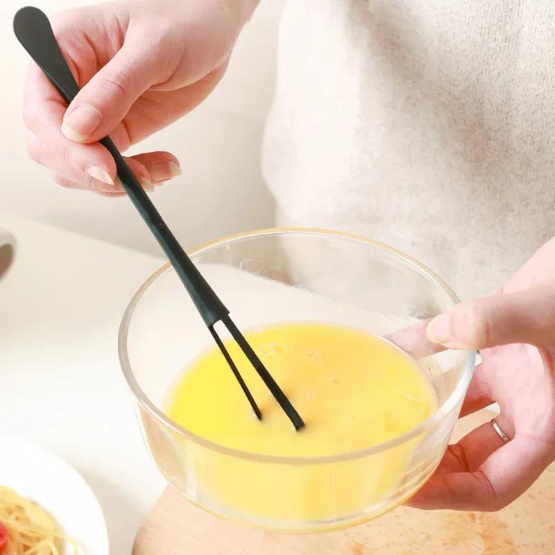 1Pcs Egg Beater PP Manual Milk Frother Seasoning Spoon for Whisk White/Black Multipurpose Kitchen Utensil