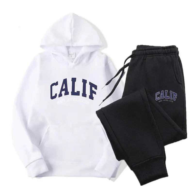 Nowość w Zestawach z Kapturem Spodnie dresowe 2 szt. Wzór z nadrukiem Odzież Y2k Designerskie bluzy Jesień Kobiety i Kobiety Zestawy z kapturem