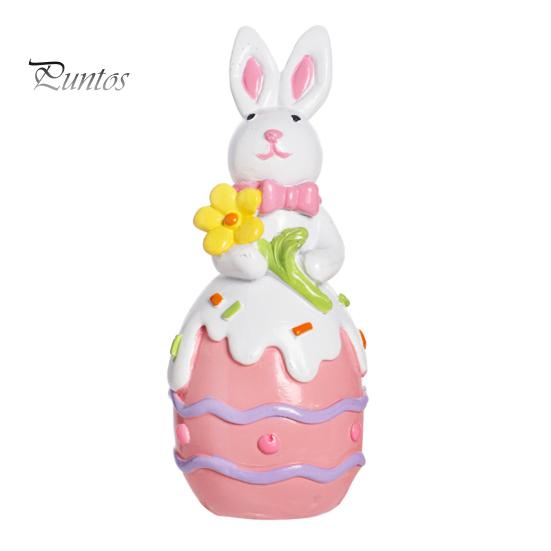 

Статуэтка пасхального кролика, резиновые фигурки кроликов с цветком/яйцом/морковкой, настольные украшения для домашнего офиса, фермерского дома, весенний декор розовый