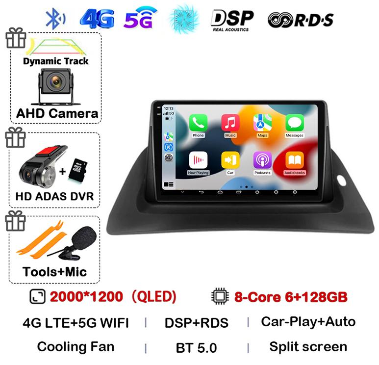 Android 14 Carplay Auto 4G+WIFI For Renault Kangoo 2009-2012 2015 2016 2017 2018 Car Radio Multimedia Stereo Video Player GPS BT