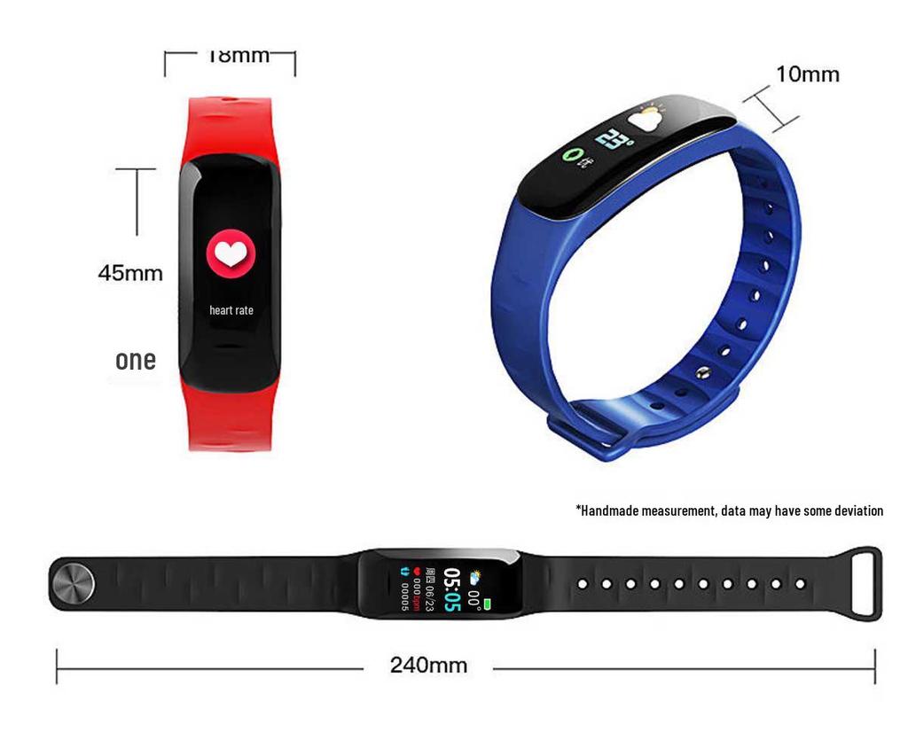 Smart Bracelet C1Plus: Color Screen, Waterproof, Long Battery Life, Pedometer, Heart Rate, Blood Pressure, Blood Oxygen, Bluetooth.