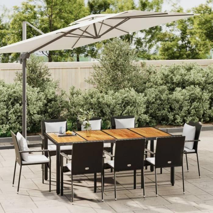 VidaXL Mobilier à dîner de jardin 9pcs et coussins noir résine tressée 3184992