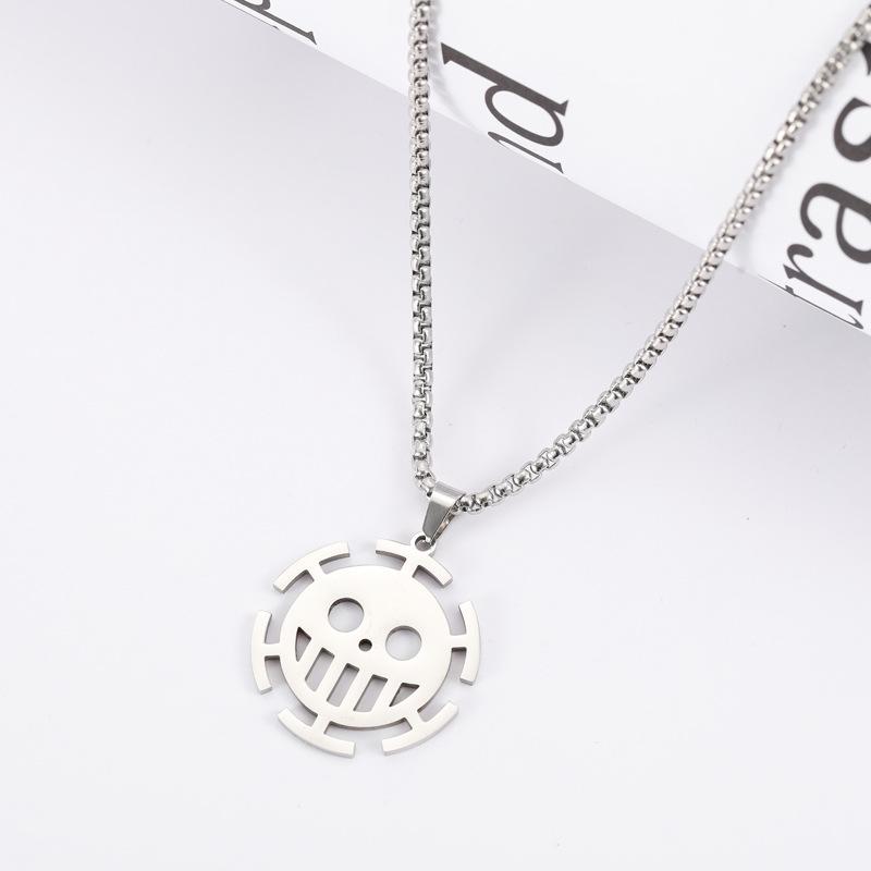 Cartoon Pirate Pendant Necklace High-Value Kawaii Stainless Steel Anchor Ship Charm Chain Nautical Jewelry for Women Fans Gift