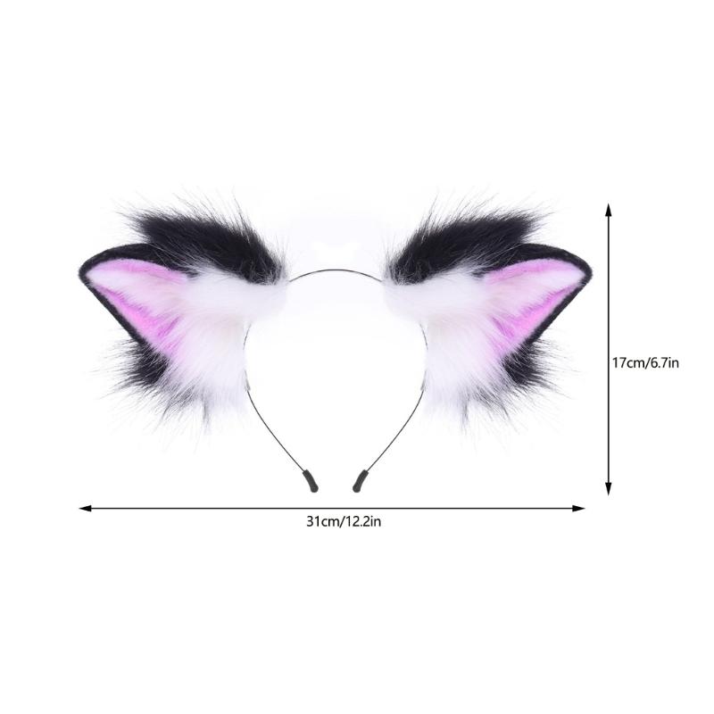 Realistic Kitten Ears Hairband Furry Headbands Plush for Coser Role Play and Photography Props