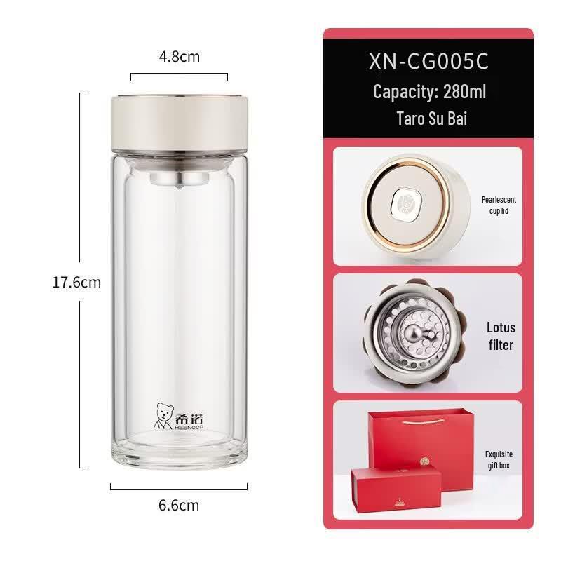 Heenoor Double-Layer Business Glass Cup
