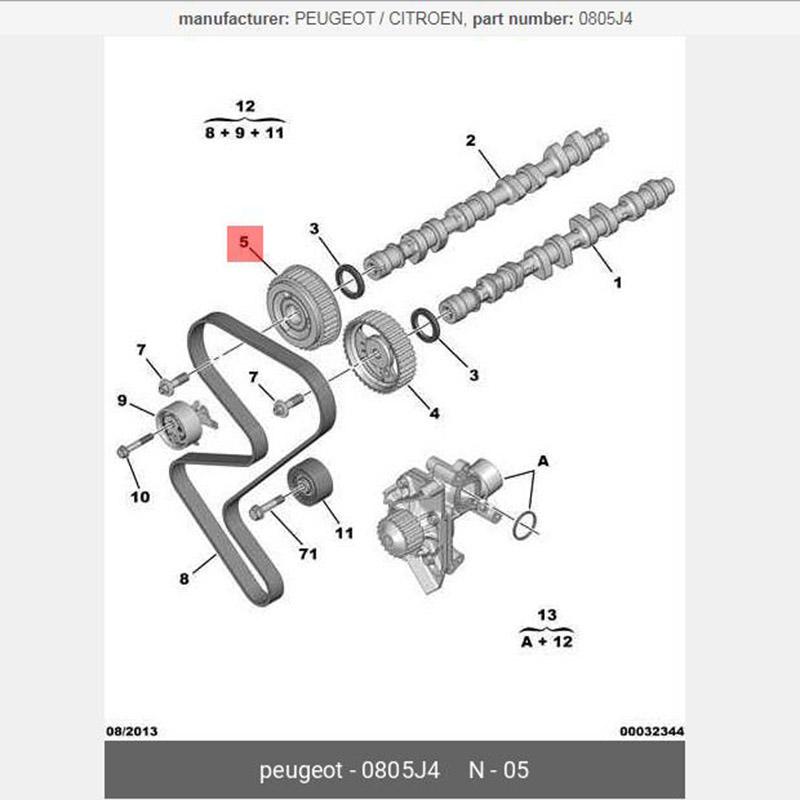 Suitable for Peugeot 206 307 406 RESTYLING 407 607 806 807 EXPERT Citroen C5 ENGINE CAMSHAFT GEAR 0805J4