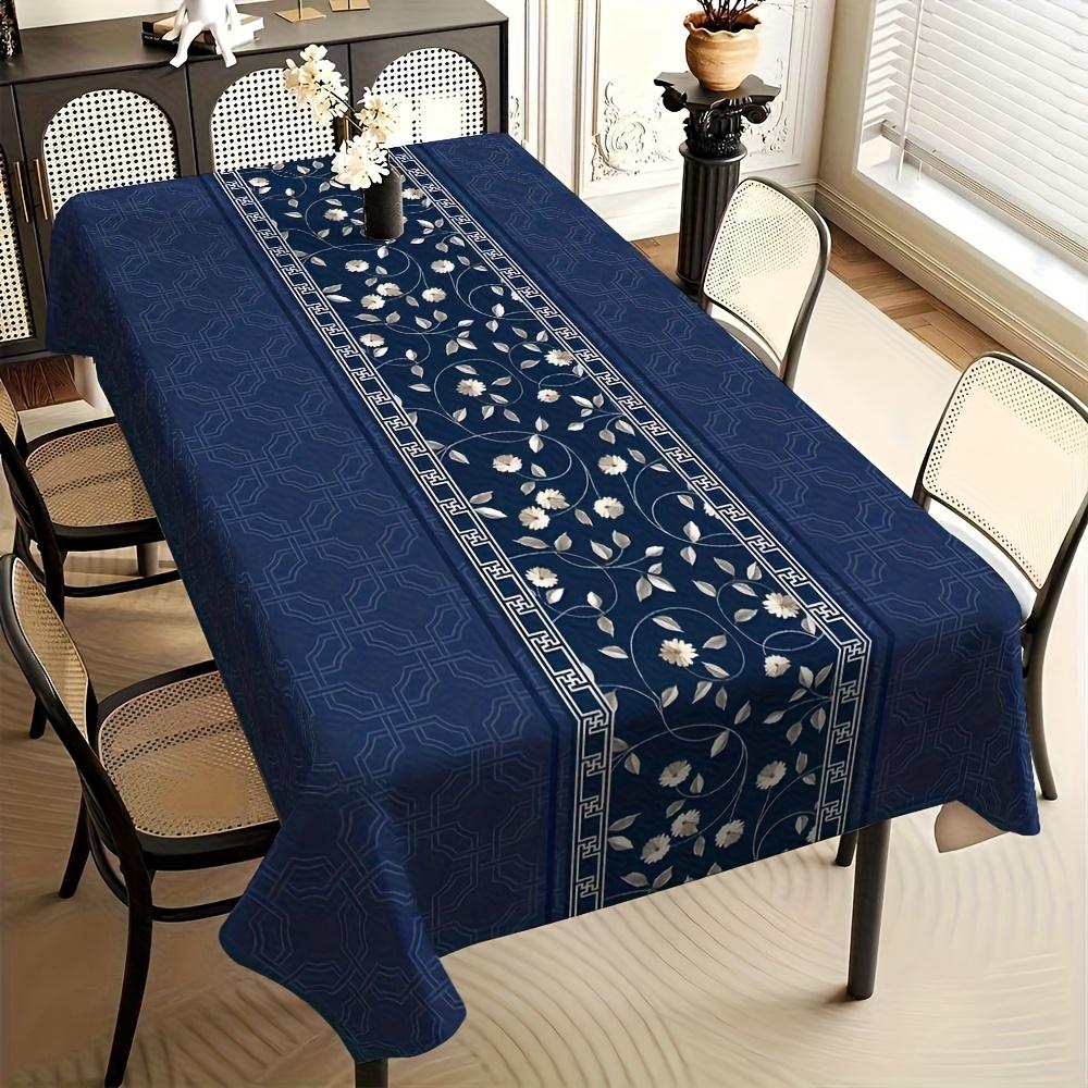 Jmg Household Supplies Unisex Blue Chinese Style Floral Navy Rectangle Tablecloth For Table Decor Reusable Farmhouse Kitchen Dining Tablecloth Party Decor