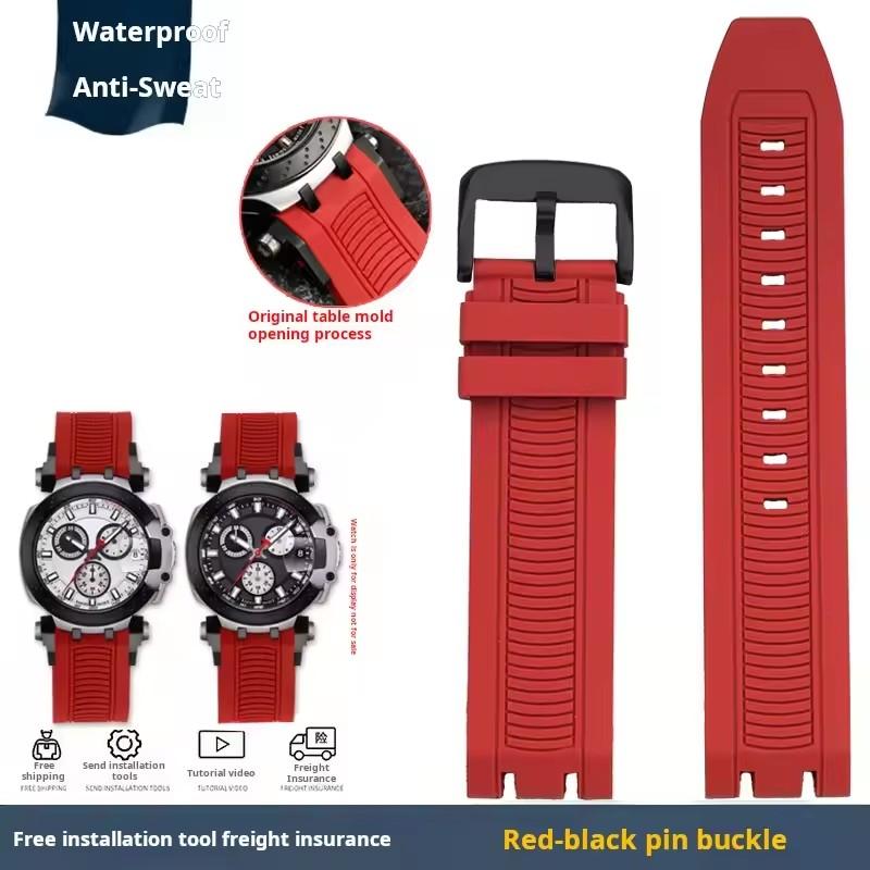 Sports Silicone Rubber For Tissot Racing T115417A Series Special Double Notch Watch Strap T115.427 Men's Watch Chain Watchband