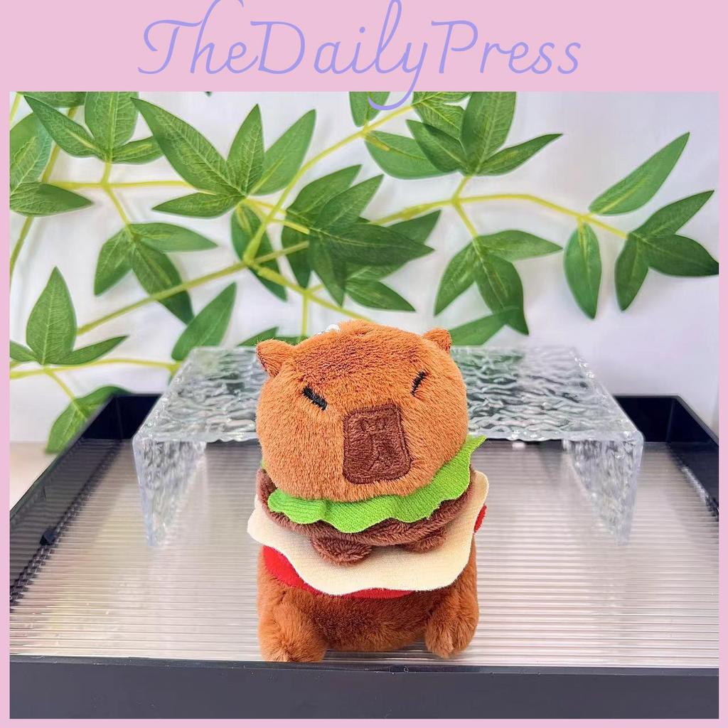 Hamburger Unique Capybara Plush Toy Keyring Perfect Size For Backpack And Accessories Bag