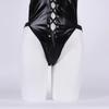 Latex Leather Underwear Women Hollow Bra Set Erotic Costumes Backless V Neck Baby Doll Dress Plus Size Corsets Sexy Lingerie Set