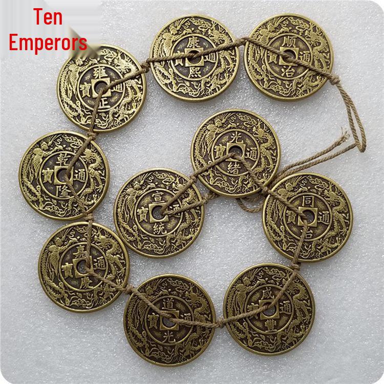Antique Brass Emperor Ten Coins, 43mm Diameter, 3mm Thick #20