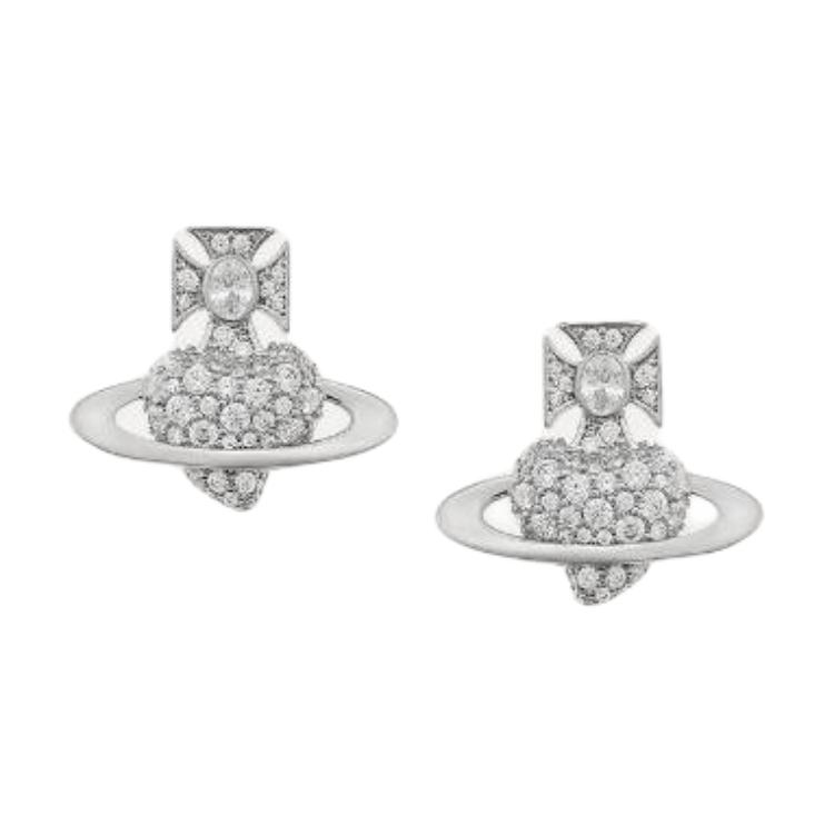 Vivienne Westwood Heart Design Brass Earrings Unisex Earrings Silver 6201036H-02P102 Basic Packaging-Dust Bag+Box