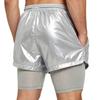 Herren Zweilagige Badeshorts Kordelzug Elastischer Bund Wasserdicht Fitness Schwimmen Sportshorts