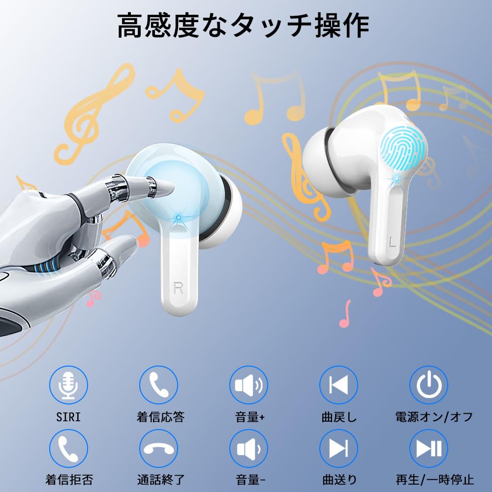 2024 Wireless Bluetooth Up To 42 Hours of Dual Bluetooth ENC Noise LED IPX7 Touch Compatible with Japanese Instruction Manual Included Earbuds,