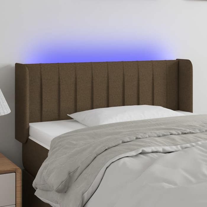 VidaXL Tête de Lit à LED Meuble de Chambre à Coucher Accessoire de Lit Simple Tête de Cadre de Lit Intérieur Marron Foncé 3123459