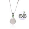 Footprints In H2o The Sand Simulated Diamond Gemstone Oval Pendant Necklace