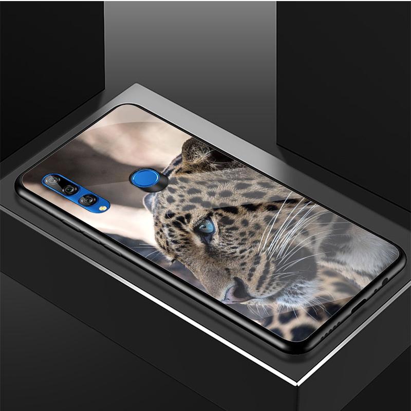 Jaguar Handyhülle aus gehärtetem Glas für Huawei honor 8X 9 10i 20i 20Lite 20Pro 30 Pro Cover Shell