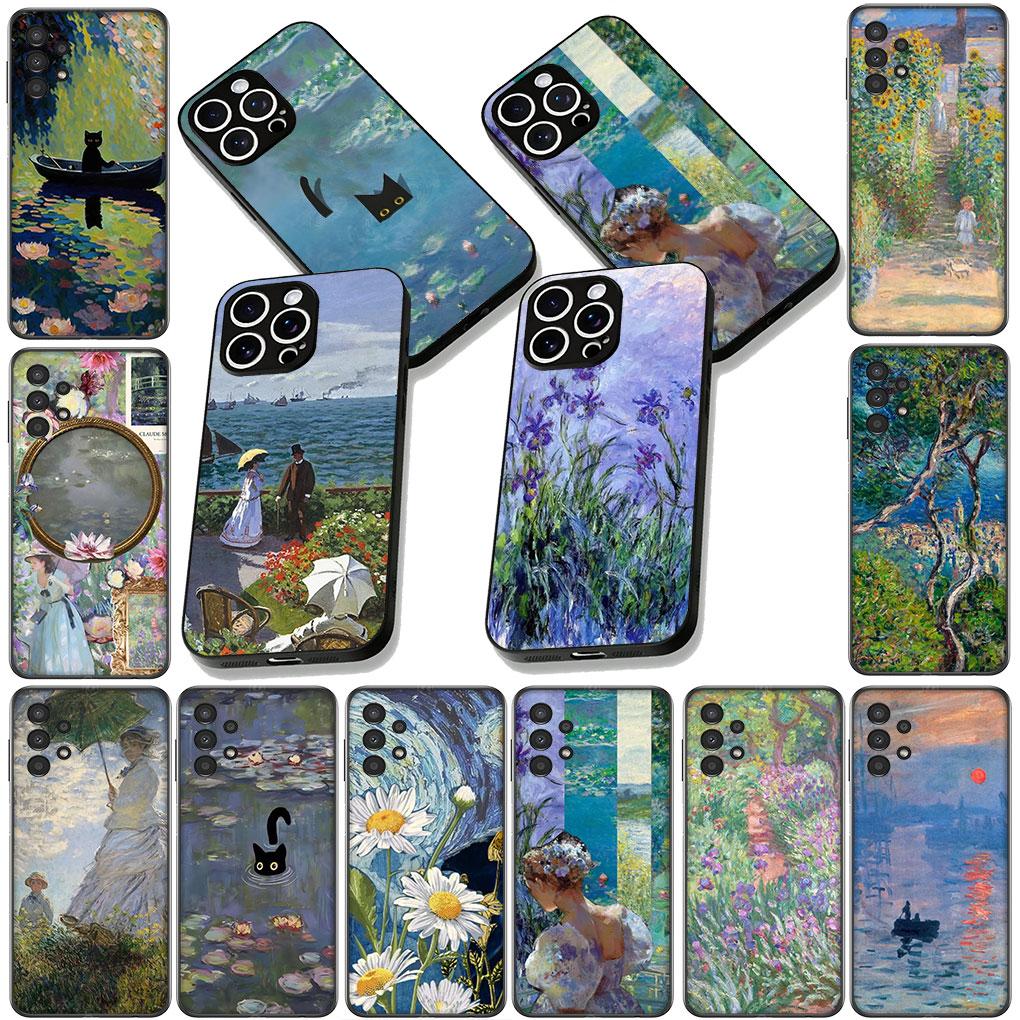 for Motorola Moto Edge 70 60 Fusion NEO Pro G Stylus G56 G96 G52 G04 G05 20 Phone Case Claude Monet Impressionism Waterlily Cat