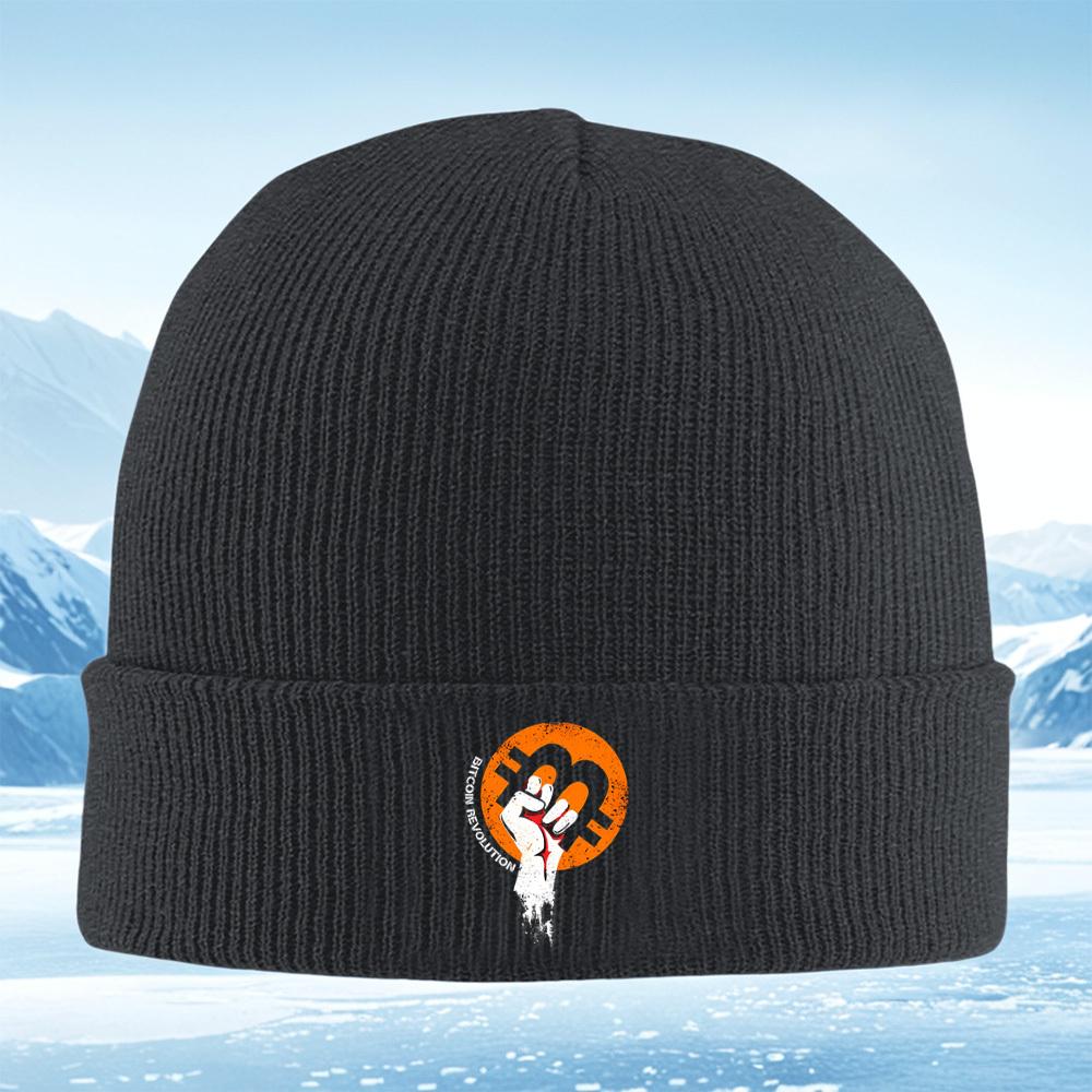 Fist Bitcoin symbolRevolution Men Women Unisex Knitted Hat Beanie Pullover Cap Winter Thermal Warm Christmas Outdoor Cycling Hi