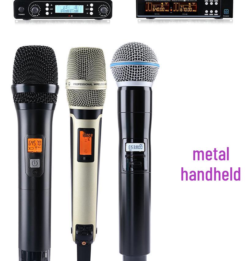 Dual UHF Wireless Microphones for Stage, Home, KTV, and Outdoor Speaker Performances