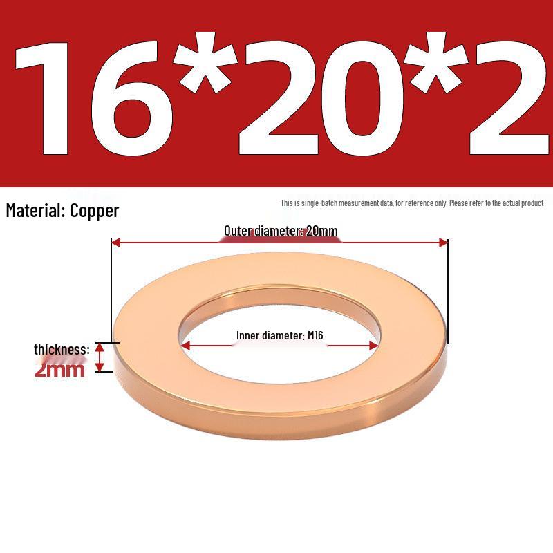 Pure Red Copper Gasket Sealing Ring for Marine Instruments, Metal Flat Washer M3-M60mm