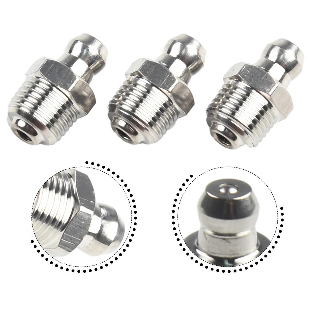 Industrial Strength Stainless Steel Grease Fitting M10 x 1mm Thread 10Pcs Suitable For Various Mechanical Equipment