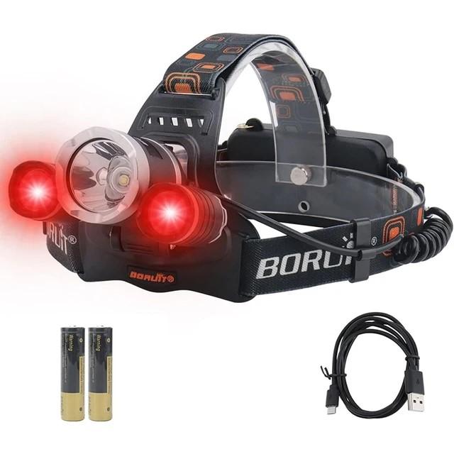 Boruit RJ-3000 strong red light beekeeping headlamp waterproof headlamp USB charging hunting lamp 5000LM