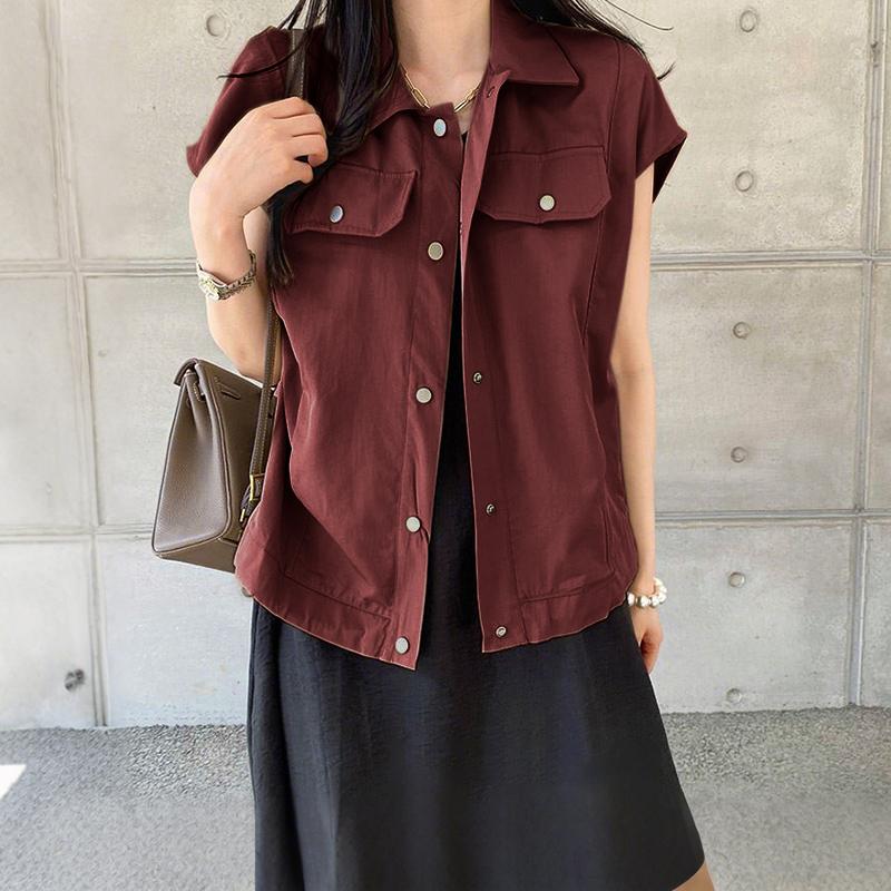 ZANZEA Women Casual Turn Down Collar Loose Summer Short Sleeve Blouse