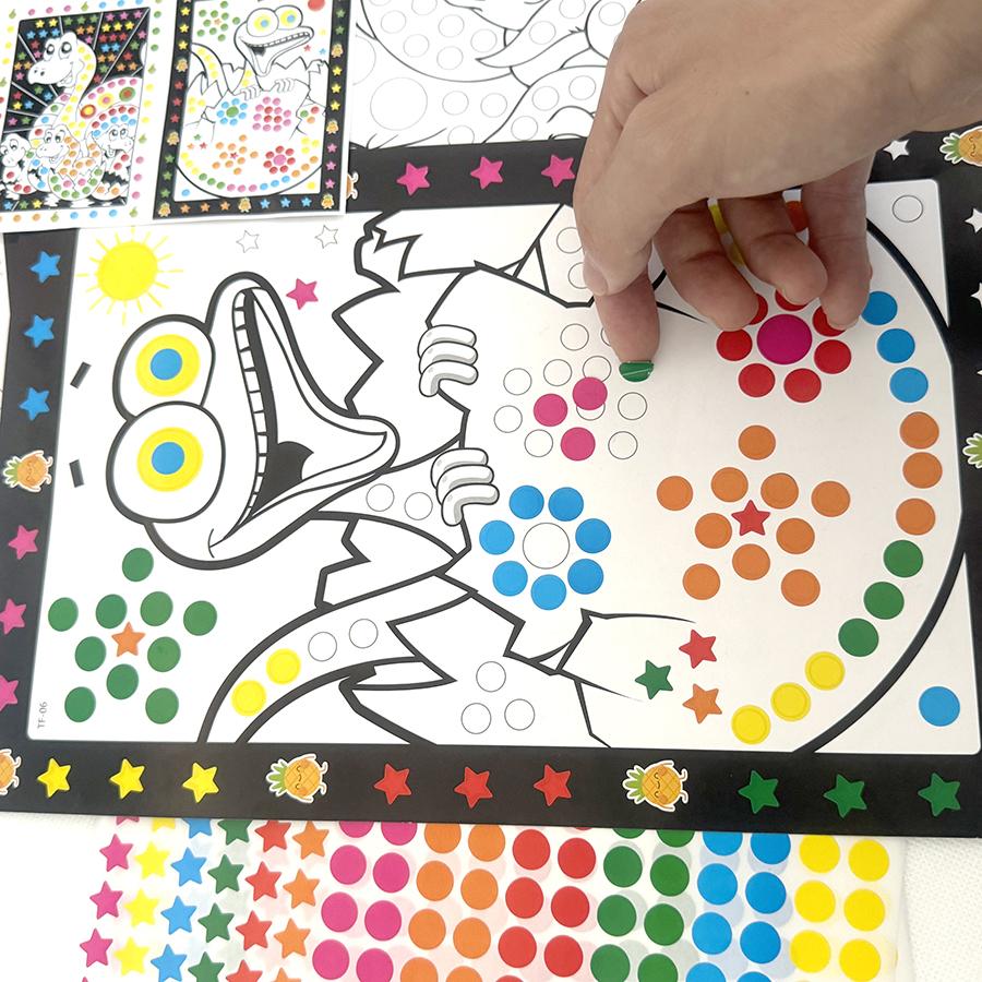 10 Blatt/Packung Lustige Puzzle-Punktaufkleber für Kinder, niedliche Cartoon-Tierzeichnungen, Mosaikaufkleber, frühkindliche Lernförderung, Geduld