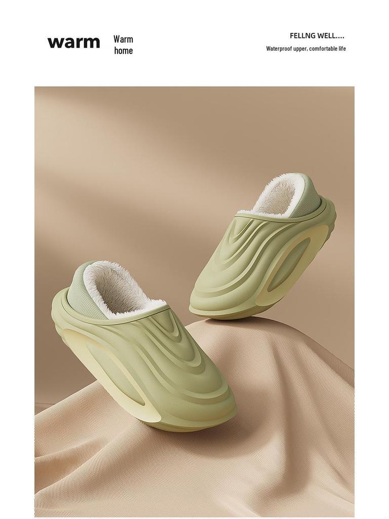 Wasserdichte Baumwollpantoffeln mit dicker Sohle: Herren- & Damen-Winter, rutschfest, warm, mit Plüsch