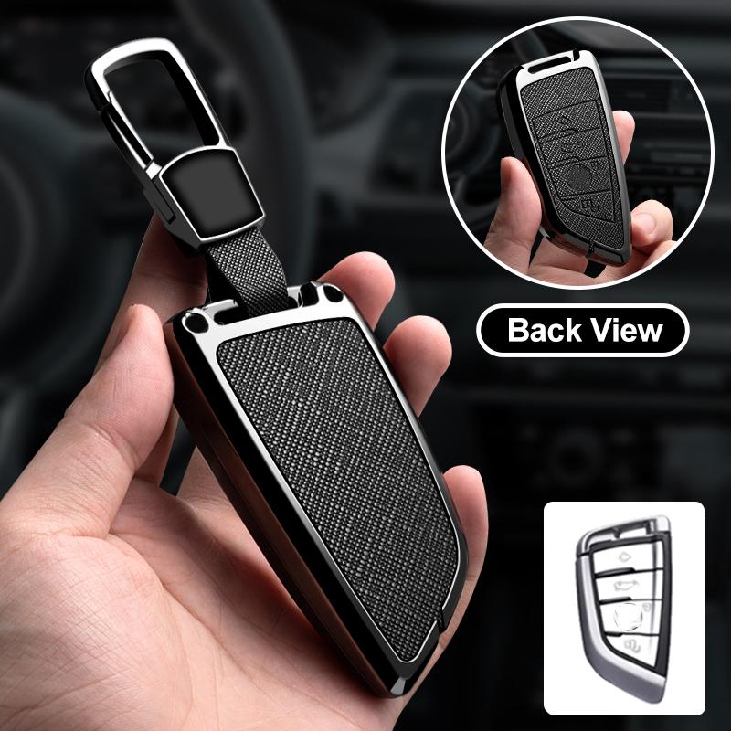Zinc Alloy Leather Car Key Fob Case For Bmw X1 X3 X4 X5 X6 X7 1 3 5 6 7 Series G20 G30 F39 520 525 G11 F15 F16 G01 G02 F48