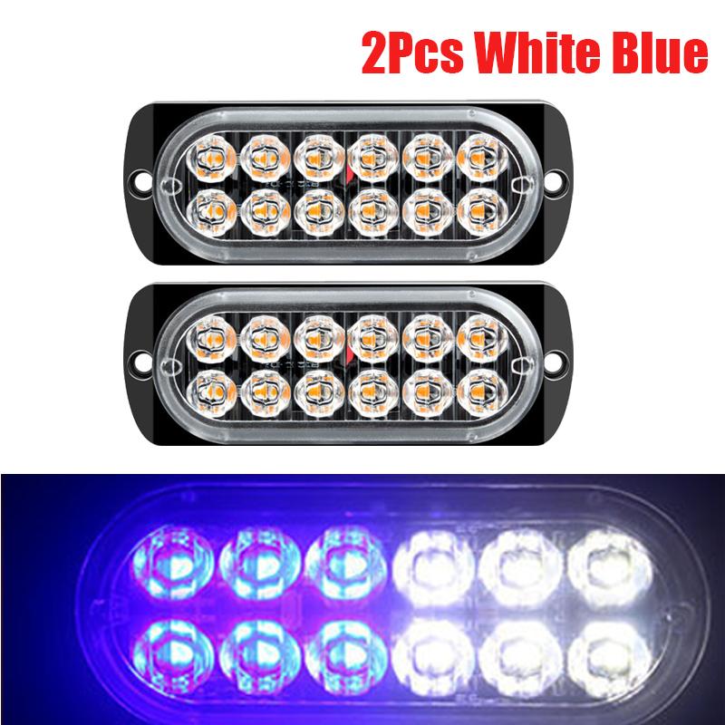 2Pcs 12LED Car Strobe Warning Light Grill Flashing Breakdown Emergency Lamp Car Truck Trailer Beacon Lamps LED Side Lights