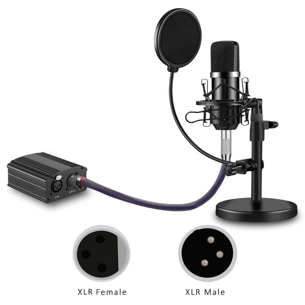 Preffair Balanced Interconnect Audio XLR Female To XLR Male Signal OFC Silver Plated XLR Cable with Braided Sleeve M 1 Pair 18-Gauge Cord, 3-Pin