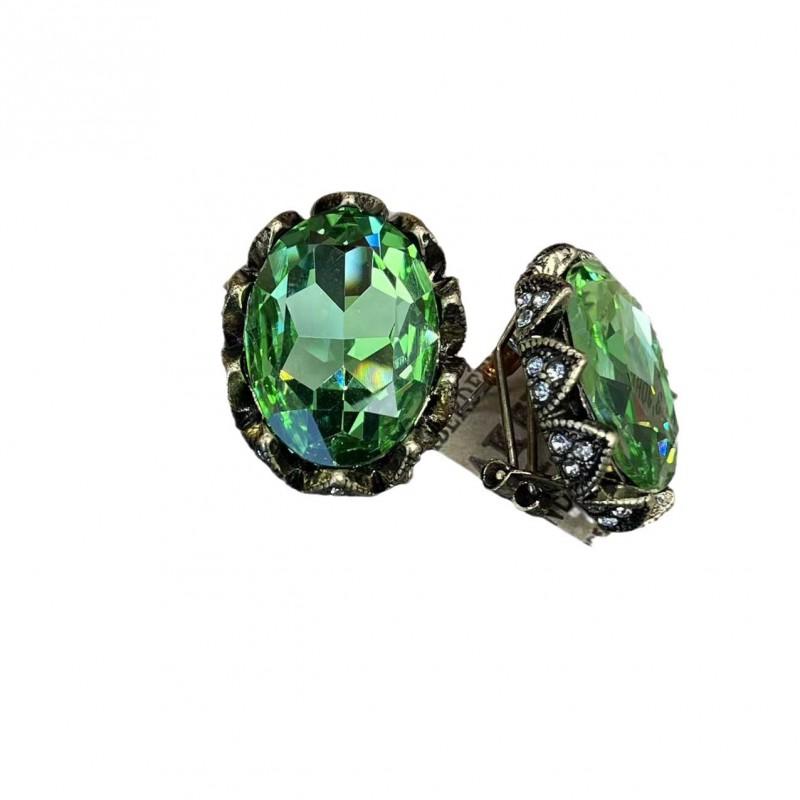 Vintage Rhinestone Crystal Glass Earrings Art Studded Jewelry