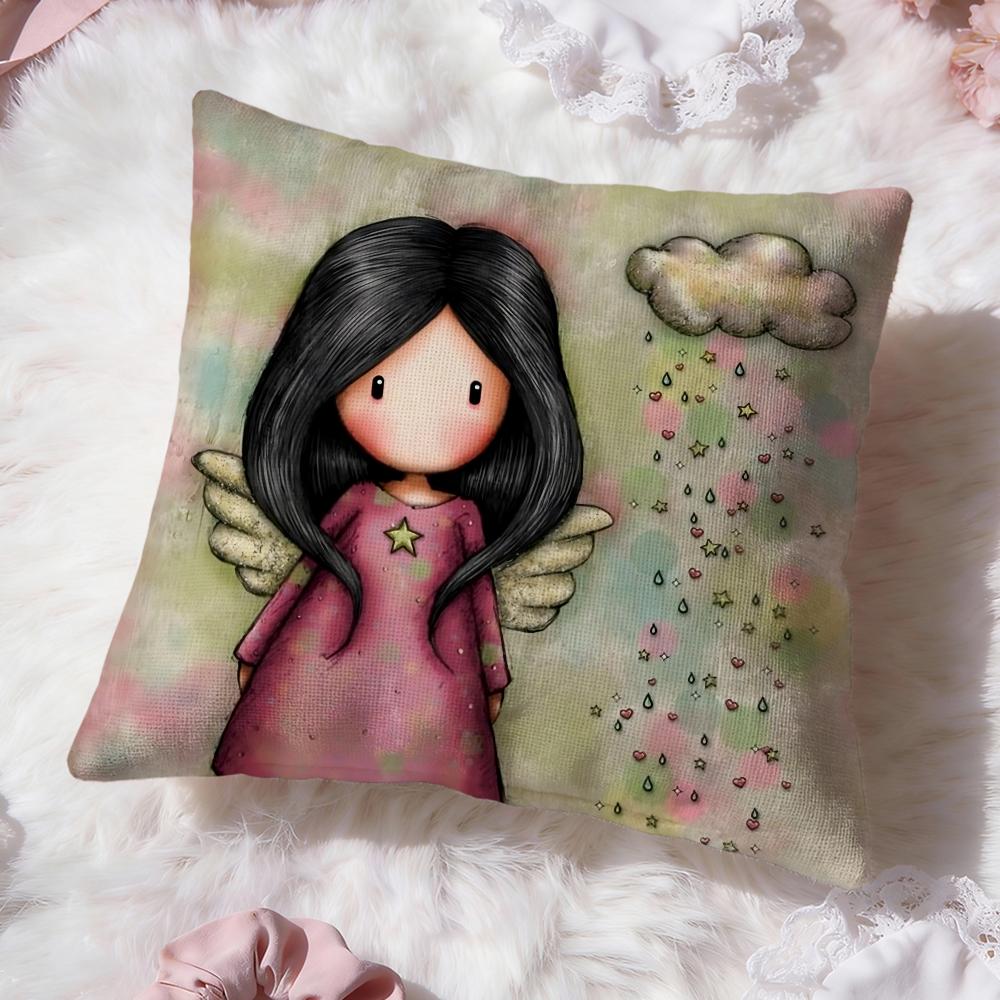 Cartoon S-Santoro Gorjuss Cushion Cover Premium Comfort Reversible Pillow Cove -Two in One Design for Any Room & Car Interior