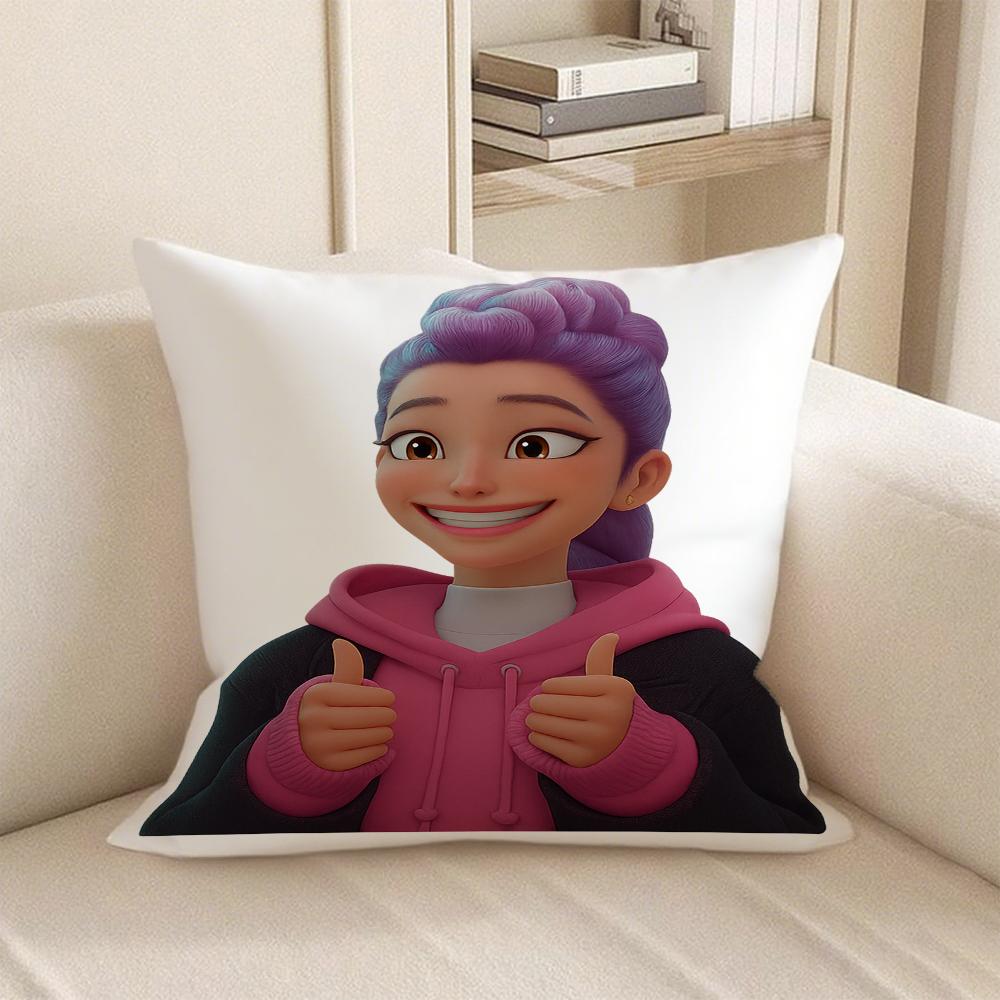 KPop Demon Hunters  K-Pop style HunTrix character printed pillowcase: Colorful girl strikes fashion home decoration