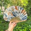 Flower Pattern Japanese Shell Folding Fan Shell Shape Chinese Style Fan Dance Fan  Home Decoration