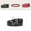 American Retro Pentagram Women Belt With Star Alloy Buckle For Casual Denim Accessory