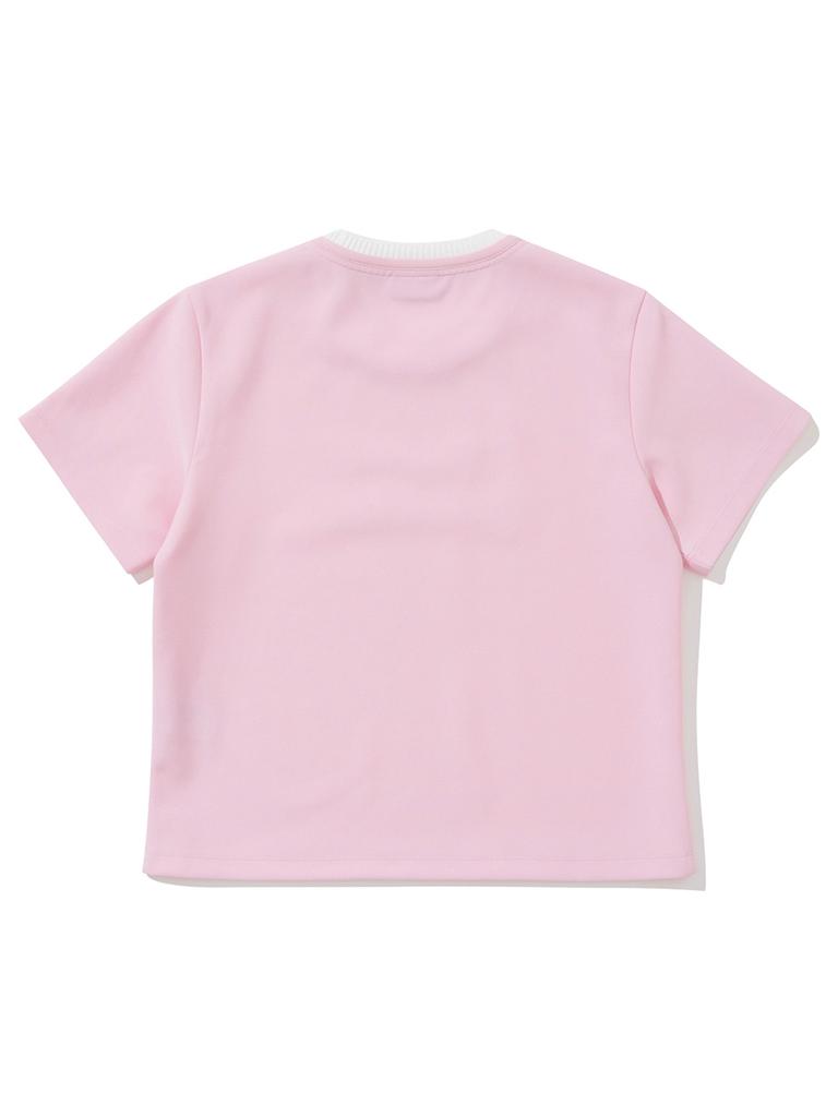 20TH HOLE Women'S Volume Embroidery Point Short Sleeve Round Neck T-Shirt [Pink]