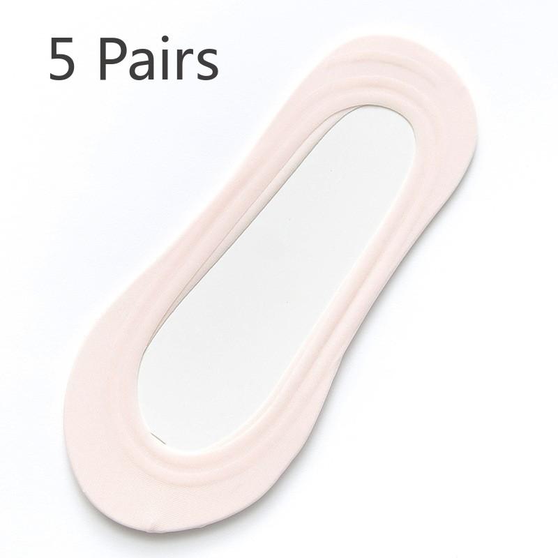 5 Pairs Summer Women's Socks Ice Silk Boat Socks Non-slip Invisible Socks Women's Shallow Mouth Socks High Heel Socks