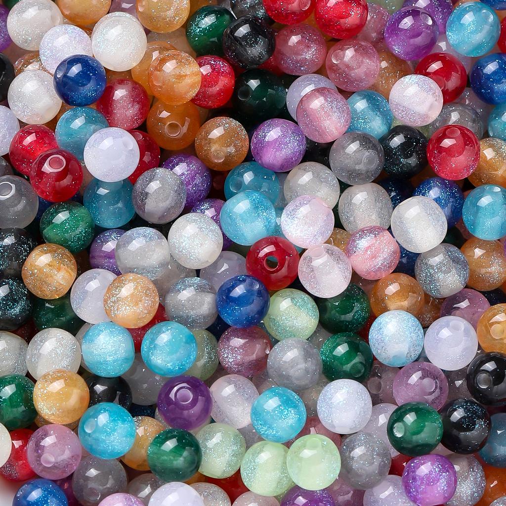 10pcs/lot 6mm Glitter Cat Eye Round Acrylic Resin Beads Charm Loose Spacer Beads for Handmade DIY Jewelry Making Bracelet