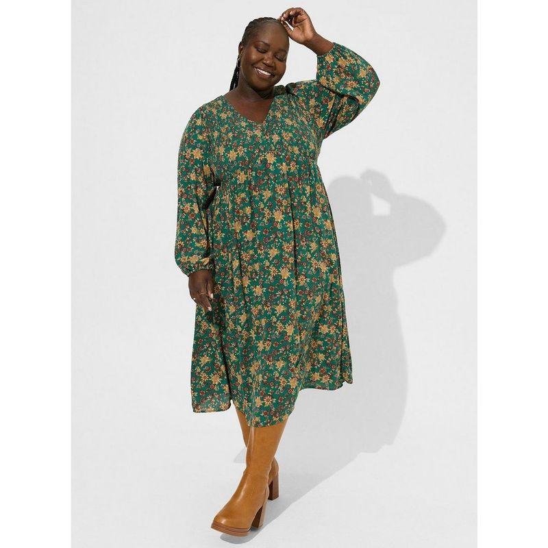 

150.00kg Chubby Girl Soft V Neck Gauze Long Sleeve Dress Image color 1 piece